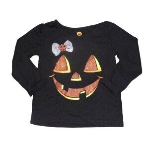 Infant Girls Halloween Pumpkin Long Sleeve Shirt-Black-Size 12 M-GUC